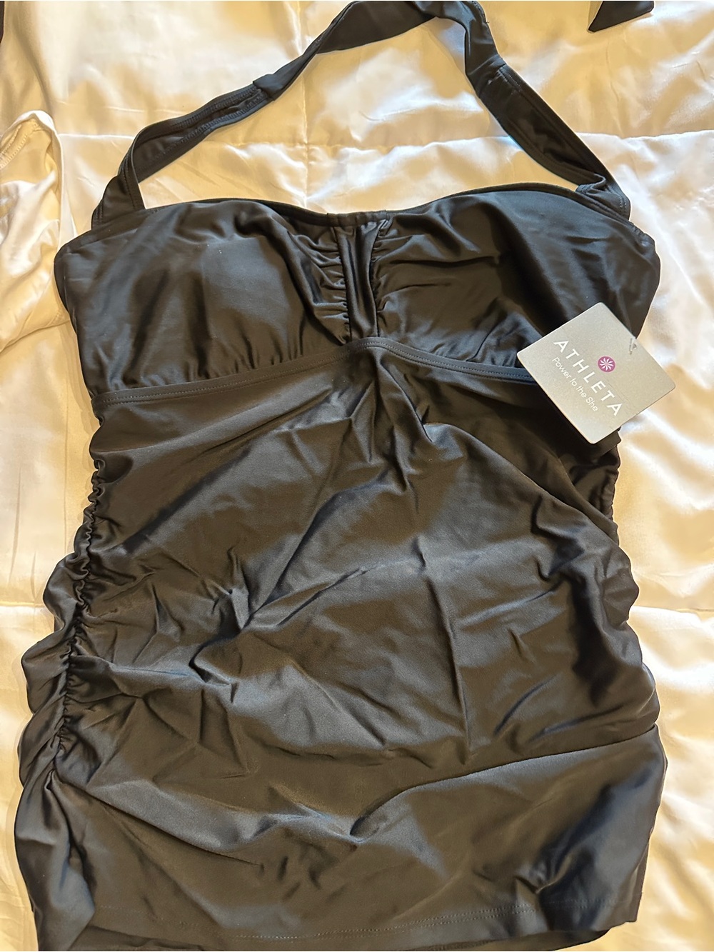 Athleta Black Swim Tankini with Lime Lining
